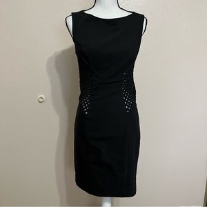 Cache Black Basketweave Cutout Sleeveless Sheath Mini Dress Womens Size 4